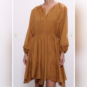 Apiece Apart Vereda Eyelet Mini Dress Ochre Size 10 NWT Authentic RETAILS $495